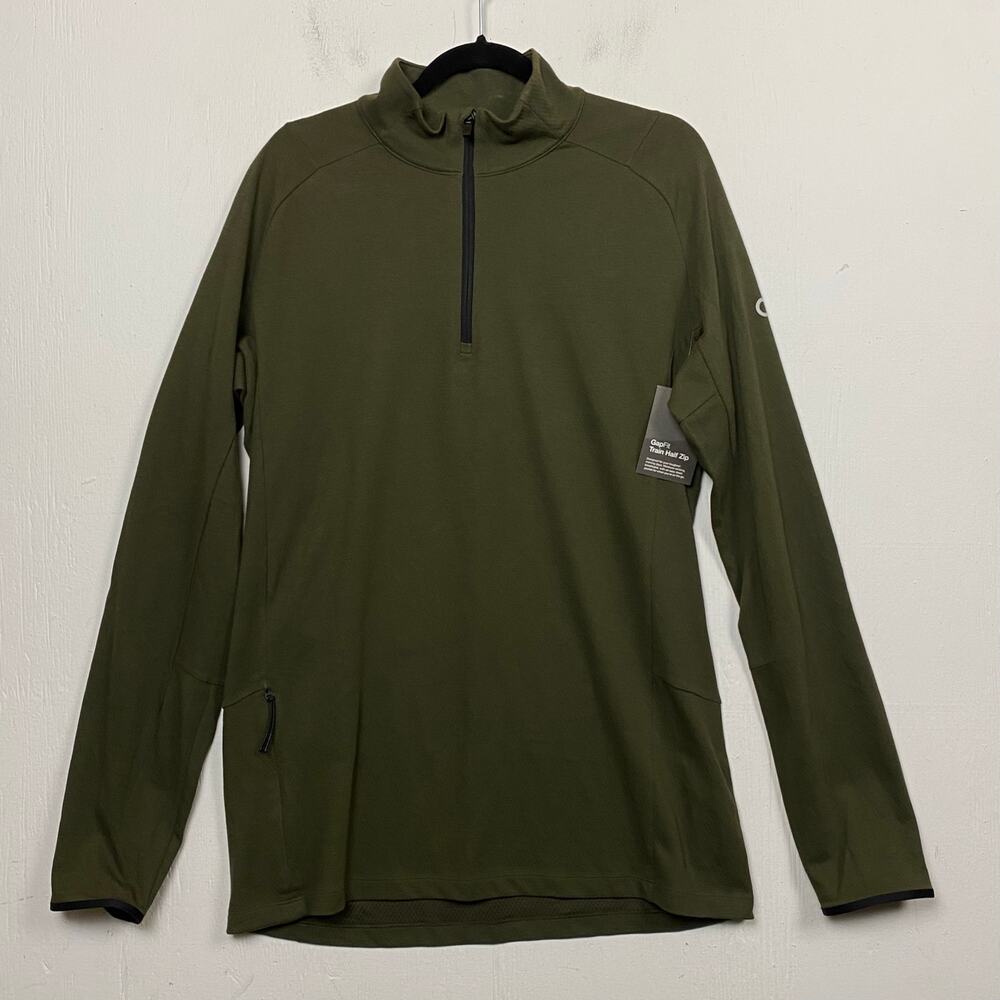 Gap Fit Men's Train Half Zip Olive Green Active Pullover Top Size Large Tall